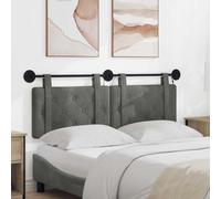 Ziaphsol Tête de lit Suspendue avec lumière LED Gris foncé en Velours pour Chambre Moderne, Support Mural, Design capitonné, Cadre en Bois, éclairage intégré, idéal pour décoration intérieure
