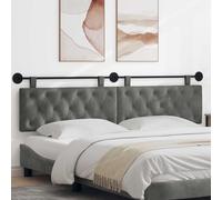 Ziaphsol Tête de lit suspendue avec lumière LED gris foncé velours pour chambre à coucher, panneau mural, panneau rembourré, dossier polyvalent, design moderne, cadre en bois durable, facile à monter