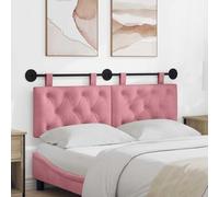 Ziaphsol Tête de lit Suspendue en Velours Rose avec lumière LED intégrée, Panneau capitonné pour Chambre, Support Mural, Design Moderne, Dimensions 150 x 55 cm