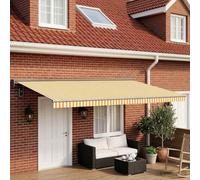 Ziaphsol Toile de Rechange pour auvent Jaune et Blanc 500 x 300 cm Polyester 240 GSM avec Valance, résistante aux UV et aux intempéries, déperlante pour terrasse Jardin Balcon véranda