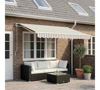 Ziaphsol Toile de Rechange pour Store banne auvent, Toile pergola rétractable en Polyester Gris Clair et Blanc 4 x 3 m, résistant aux UV, déperlant, pour terrasse Balcon Jardin Patio