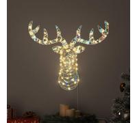 Ziaphsol Traîneau à LED en forme de renne - Blanc chaud - 68 x 36,5 x 62,5 cm - Fonctionnement USB - 140 LED - Décoration pour Noël - Éclairage festif