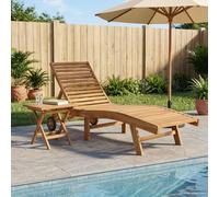 Ziaphsol Transat Bain Soleil en Bois de Teck Massif Marron, Chaise Longue inclinable avec Dossier et accoudoir, Pliable pour Jardin terrasse Balcon Piscine, lot 2 pièces