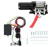 Ziaphsol Treuil électrique avec plaque de montage et guide de rouleau, moteur magnétique permanent 12 V, câble métallique de 9 m, pour stockage de véhicules, remorques, ateliers et garage