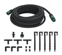 Ziaphsol Tuyau d'arrosage en caoutchouc noir - 10 m - 1,5 cm - Avec raccord de 1,27 cm - Tuyau d'arrosage poreux pour jardin, pelouse, fleurs, irrigation goutte à goutte