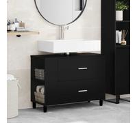 Ziaphsol Unité de vanité de Salle de Bain Noire 80 x 35 x 60 cm avec Rangement tiroirs Porte étagère pour lavabo, Meuble Salle de Bain, Armoire, Colonne, Organisateur Mural ou Sol