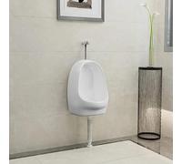 Ziaphsol Urinoir mural en céramique blanche avec vanne de chasse d'eau - Évacuation supérieure - 39 x 86,5 x 100 cm - Pour chasse d'eau - Réduit les éclaboussures - Accessoires de montage inclus