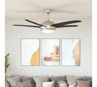 Ziaphsol Ventilateur de Plafond orné avec Lampe 128 cm Marron, Silencieux, télécommande, Design Moderne, idéal pour Chambre, Salon, Cuisine ou véranda, rafraîchissement Efficace