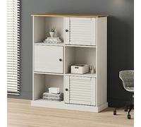 Ziaphsol VIGO Bibliothèque blanche 90 x 35 x 114,5 cm en pin massif avec 6 compartiments, modèle mural ou sur pied, idéale pour le salon, le bureau, la chambre d'enfant ou la chambre à coucher