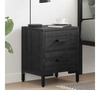 Ziaphsol Vintage Black Pine Wood Bedside Table 36x30x45 cm with Drawers Metal Legs Industrial Style for Bedroom Living Room Or Dormitory Furniture