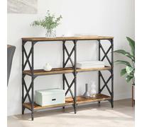 Ziaphsol Vintage Bois Ancien Console Table 100 x 28 x 80,5 cm en Bois d'ingénierie avec étagères en métal Robuste pour Hall séjour Chambre Salon Meuble Rangement
