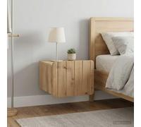 Ziaphsol Wall-Mounted Bedside Cabinet 2-Piece Set in Artisanal Oak Wood 33 x 34.5 x 24 cm Modern Vintage Bedroom Furniture with Spacious Drawers for Storage and Stylish Decor