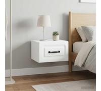 Ziaphsol Wall-Mounted Bedside Cabinet Set of Two in White Wood Engineered Finish with Drawers and Shelf for Bedroom Living Room Modern Vintage Decor Ideal for Small Spaces and Urban Apartments