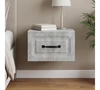 Ziaphsol Wall-Mounted Bedside Table Gray Concrete Finish 34.5 x 33 x 20 cm with Drawer and Shelf Modern Bedroom Decor for Small Spaces and Urban Apartments