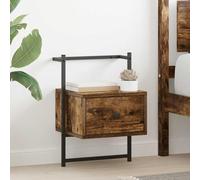 Ziaphsol Wall-Mounted Bedside Table Set of 2 in Smoked Oak Wood with Metal Accents 35x30x51 cm for Bedroom Living Room Modern Scandinavian Vintage Furniture