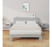 Ziaphsol Wall-Mounted nightstand Set 2 Pieces Sonoma Grey Wood Modern Scandinavian Vintage Bedroom Furniture Storage Shelf with Stable Surface Ideal for Bedside Lamp and Small Items