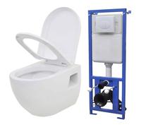 Ziaphsol WC suspendu au mur en céramique blanche avec chasse d'eau encastrée pour montage mural, abattant à fermeture douce et 2 quantités de rinçage, insonorisation