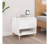 Ziaphsol White Glossy Nightstand 50x46x50 cm Engineered Wood Scandinavian Modern Bedroom Furniture with Storage Drawer and Stable Top for Living Room Or Bedroom Decor