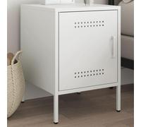 Ziaphsol White Industrial Bedside Table 36x39x50.5 cm Steel Modern Bedroom Side Table with Storage Shelf and Easy-to-Clean Surface for Bedroom Living Room Or Office Decor
