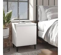 Ziaphsol Wood and Metal Bedside Table with Sturdy Metal Legs 40x30x50 cm for Bedroom Or Living Room Provides Ample Storage and Modern Industrial Style with a Spacious Drawer and Easy-to-Clean Surface