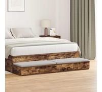 Ziaphsol Wooden Bed Drawer with Storage Chêne Fumé Finish 150 x 36.5 x 16.5 cm Modern Minimalist Nightstand with 4 Drawers Suitable for Bedroom Lounge Or Child Room