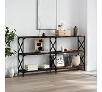 Ziaphsol Wooden Console Table in Smoked Oak Finish 156x28x80.5 cm with Steel Frame for Entryway Living Room Or Hallway Modern Industrial Style with Adjustable Legs and Wall Fixation