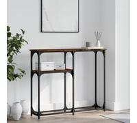 Ziaphsol Wooden Console Table in Smoked Oak Finish 90x22.5x75 cm with Metal Frame for Entryway Living Room Or Hallway Modern Industrial Style