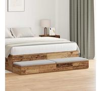 Ziaphsol Wooden Vintage Bed Drawer with Storage 150 x 36.5 x 16.5 cm Modern Minimalist Bedroom Furniture with 4 Drawers for Organizing, Sitting Or Step, Durable Engineering Material AU