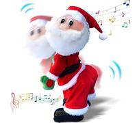 Zibeem Père Noël Twerk, Jouet de Noël Animé en Peluche Chantant et Dansant avec des Hanches Tordues, Décorations Musicales de Noël