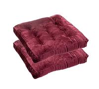 ZIBENE Galette De Chaise 45x45 Cm, Lot De 2 Coussin D'Assise Exterieur, Velours Cristal Double Face Coussins De Chaise D'IntéRieur IdéAl pour La DéCoration De La Cuisine et du Salon Vin Rouge