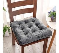 ZIBENE Galette de Chaise Carre 45x45, Coussin Chaise 45x45 Jardin Exterieur épais 8cm, Velours de Cristal Coussins de Chaise d'intérieur Doux Confortable carré Coussin De SièGe De Chaise Gris