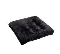 ZIBENE Galette De Chaises CarréEs 45x45, Coussin Ergonomique Chaise Bureau Velour, Double Face Velours Coussins De Chaise D'IntéRieur Bureau Epais Ferme 8cm Doux Confortable Anti-DéFormation Noir
