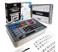 Zieler® Lot de 32 stylos de calligraphie - 4 stylos de calligraphie confortables ● 5 sections de pointe libre ● 20 cartouches d'encre ● Convertisseur d'encre ● Guide de démarrage de calligraphie