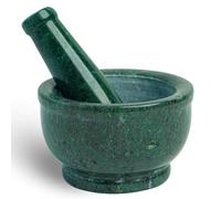 Zig Zag Ensemble de mortier et pilon en granit naturel de 10,2 cm en marbre de pierre verte solide pour guacamole, herbes, épices, médicaments
