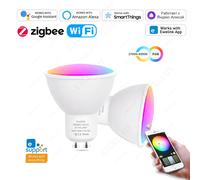ZigBee GU10 WiFi ampoule LED intelligente RGB W + C 5W lampes à intensité variable App contrôle Spot ampoule fonctionne avec Alexa Google Alice Hub