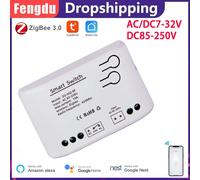 Zigbee - module de relais intelligent Tuya, 1 canal, interrupteur d'éclairage intelligent, DC5V 7-32V AC85-250V 220V RF433Mhz, télécommande marche/arrêt