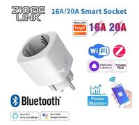 Zigbee - prise intelligente WiFi 3.0, 1 pièce, adaptateur de minuterie, prise 16A/20A, moniteur d'alimentation, application de commande vocale, Tuya Alexa Google Alice 16A 100-240V