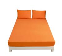 ZIHDKE Drap-Housse de Matelas Simple, Double, King, Queen Size, avec Bande élastique, 1 pièce pour Futon(Orange,150x200x30cm)