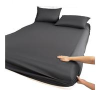 ZIHDKE Drap-Housse imperméable en Coton, avec Bande élastique, antidérapant, réglable, for lit Simple, Double N, 1 pièces pour Futon(Black,200cm*220cm)