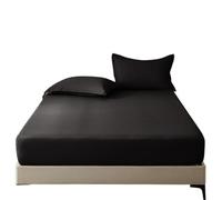 ZIHDKE Drap-Housse Noir Doux avec Bande élastique, Couvre-lit for la Maison, Linge de lit Double/Complet/Queen/King, 1 pièce pour Futon(150x200x22cm)