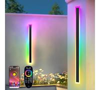 Zihoi Applique murale extérieure RGB, 150cm 2 groupes RGB/chaud/blanc dimmable moderne LED applique murale, longue lampe murale avec contrôle à distance et app pour extérieur/intérieur