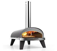 ZiiPa - Four à Pizza Piana d'Extérieur Compact à Pellets, Feu de Bois, Avec Plaque Tournante Pour Une Cuisson 360°, Thermomètre Intégré, Couleur Ardoise