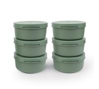 ZiiPa • Set de 6 Boîtes à Pâtons Spetina Eucalyptus • Boîtes Alimentaires Hermétiques 250g pour Pâte à Pizza ou Ingrédients • Empilables • Compatible Topping Station • Lavables • Sans BPA