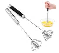 ZIJANG 2 Pièces Fouet Cuisine Inox Semi Automatique 25 cm | Batteur Manuel avec Manche Antidérapant, Fouettage par Pression pour Crème Blancs d'œufs et Pâtes