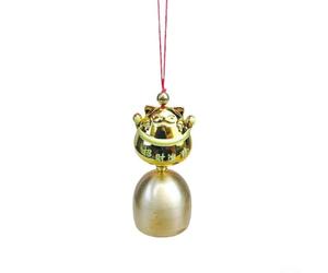 Zilimontt Carillon à vent en cuivre pur avec pendentif chat porte-bonheur pour décoration de sonnette antivol - Petit carillon éolien doré avec 2,8 x 2,5 cm de diamètre et 5-6 cm de longueur de câble