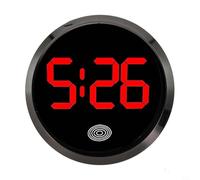 Zilimontt Horloge de voiture pour tableau de bord - Petite horloge ronde lumineuse à coller sur la grille d'aération - Mini horloge numérique pour voiture (lumière noire et rouge)