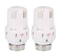 Zilimontt Lot de 2 têtes de vanne thermostatique pour radiateur, M30 x 1,5, bouton de commande de chauffage fileté avec plage réglable de 6 à 28 °C, ABS + PC, construction durable, auto-ajustable