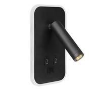 Zillesase Applique Murale Orientable 330° Lampe Lecture Noire | Lampe de lecture rotative à 330° et réglable 90°; interrupteur distinct; USB intégré pour recharge ; matrice .