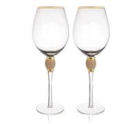 Zillesase Verres à Vin en Cristal Bord Doré Lot de 2 Élégants pour Dîners | Parfait comme cadeau raffiné, ce duo de verres en cristal doré ajoute et raffinement à chaque repas au quotidien.