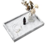 Zilukar Plateau de Salle de Bain en marbre Naturel de Luxe Carrare pour la Maison, la Cuisine, la Salle de Bain, la Commode, Le comptoir décoratif en Pierre, pour clés, café, Parfum, Bijoux,